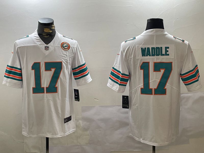Men Miami Dolphins 17 Waddle White 2024 Nike Limited NFL Jersey style 2